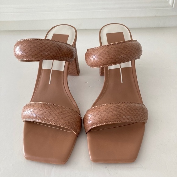 NWOT Dolce Vita Pascoe Square Toe Brown Snake Print Heels Sz 8.5 - Picture 4 of 7